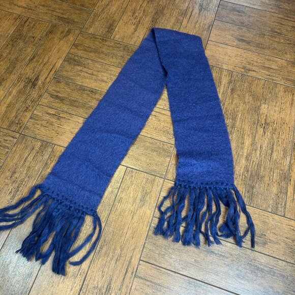 Donegal Design Irish Mohair Wool Scarf Fuzzy Blue with Fringe - Picture 6 of 7